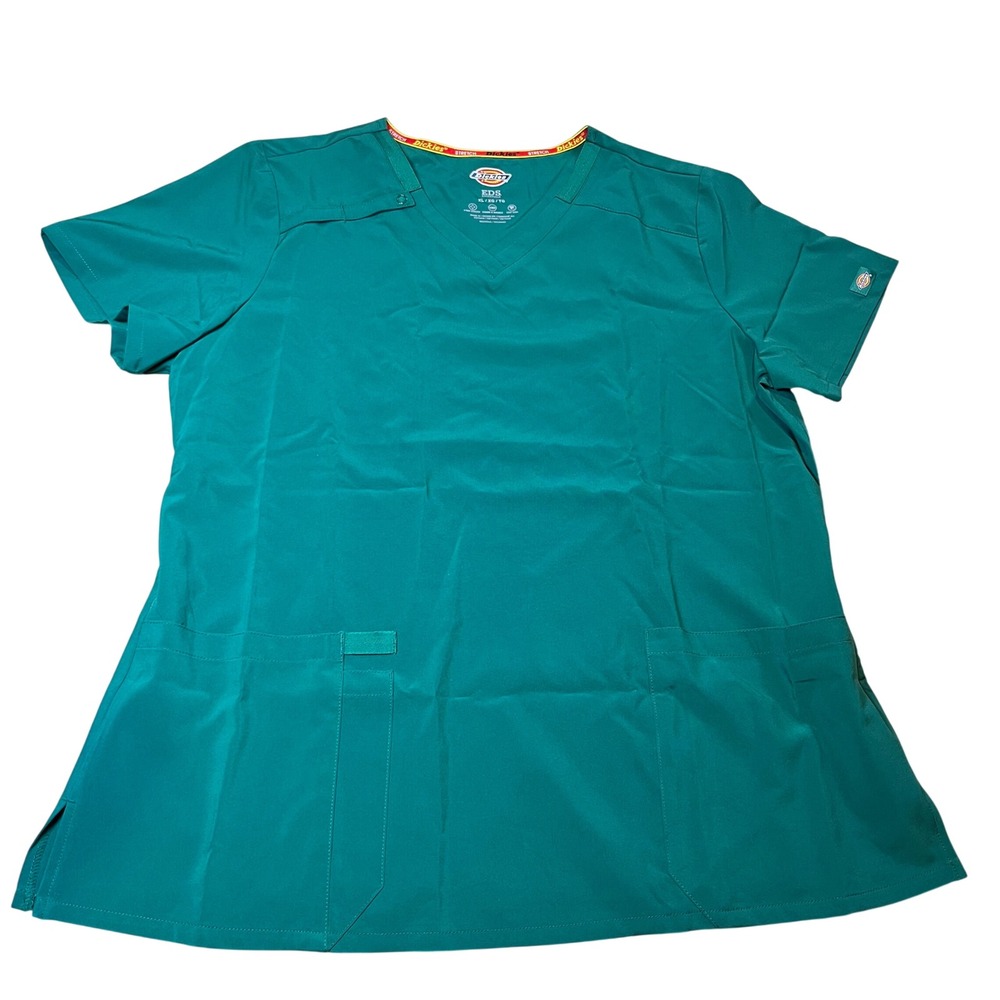 Dickies EDS Essentials Women Scrub Top V-Neck Hunter Green DK615 XL NWT